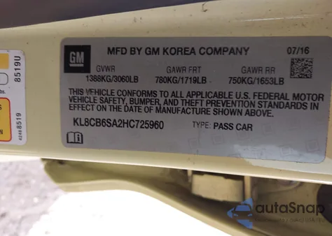 2017 Chevrolet Spark Ls Cvt from USA, damaged, VIN KL8CB6SA2HC725960